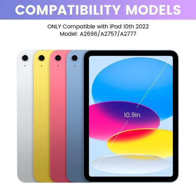 Alt view image 2 of 5 - SOPPY Keyboard Case for iPad 10th Generation & Mouse for New iPad 10th Generation 10.9in 2022 (A2696/A2757/A2777), Detachable Wireless Keyboard Case, Slim Keyboard Cover, Built-in Pen Holder, Purple