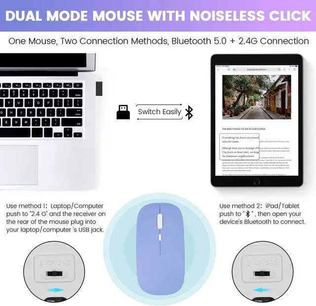 Alt view image 5 of 5 - SOPPY Keyboard Case for iPad 10th Generation & Mouse for New iPad 10th Generation 10.9in 2022 (A2696/A2757/A2777), Detachable Wireless Keyboard Case, Slim Keyboard Cover, Built-in Pen Holder, Purple