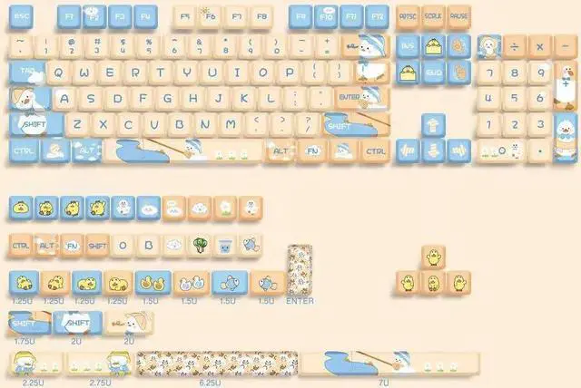 Alt view image 4 of 5 - daixiahu Cute Duck theme keycaps 158 key PBT keycaps XDA custom keycap set is suitable for 61/87/104/108 Cherry MX Switch and other mechanical keyboards (cute duck)