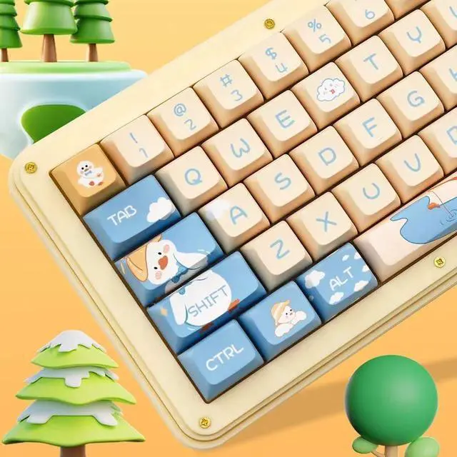 Alt view image 5 of 5 - daixiahu Cute Duck theme keycaps 158 key PBT keycaps XDA custom keycap set is suitable for 61/87/104/108 Cherry MX Switch and other mechanical keyboards (cute duck)