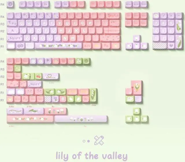 Alt view image 5 of 5 - daixiahu Flower Language Theme keycaps 158 Key PBT keycaps MDA Custom keycap Set is Suitable for 61/87/104/108 Cherry MX Switch and Other Mechanical Keyboards