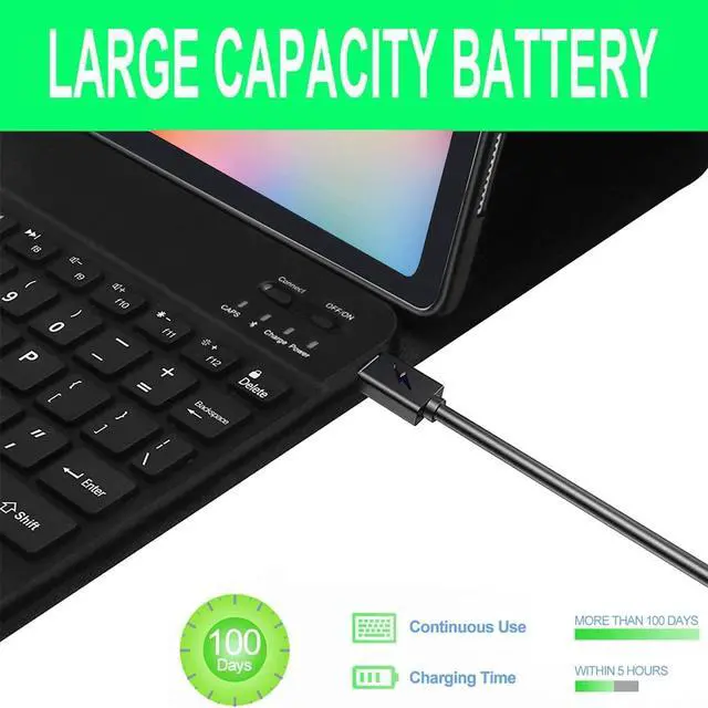 Alt view image 5 of 5 - Keyboard Case for Samsung Galaxy Tab S6 Lite 10.4" 2024 2022/2020 SM-P610/P613/P615/P619, Backlit Detachable Wireless Bluetooth Keyboard Case Slim Stand Cover S Pen Holder(Black)