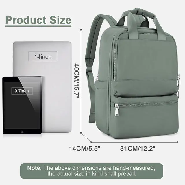 Alt view image 3 of 5 - suratio Travel Backpack Carry On Flight Approved Small Travel Backpack For Women Carry On Backpack Personal Item Travel Bag Laptop Teacher Backpack Work Backpack For Traveling On Airplane Army Green