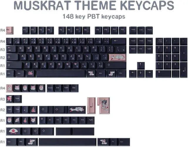 Alt view image 2 of 5 - JOMKIZ Keycaps, 148 Keys Dye Sublimation Cherry Profile Keycaps Japanese PBT Keycap Set for Cherry MX Switches ISO/ANSI Layout Mechanical Keyboards