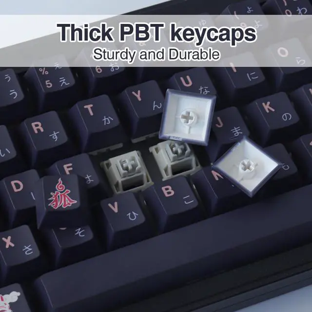 Alt view image 5 of 5 - JOMKIZ Keycaps, 148 Keys Dye Sublimation Cherry Profile Keycaps Japanese PBT Keycap Set for Cherry MX Switches ISO/ANSI Layout Mechanical Keyboards
