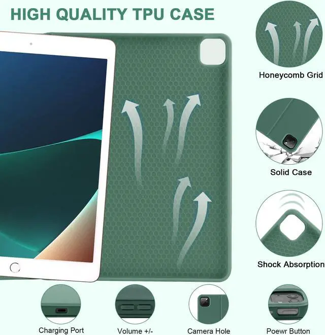 Alt view image 4 of 5 - TaIYanG Keyboard Case for iPad Air 13-inch M3/M2/Pro 12.9 (6th & 5th Generation), Detachable Bluetooth Keyboard Case with Pencil Holder,Auto Sleep/Wake for iPad Air 13"(2025&2024)/Pro 12.9,Dark Green