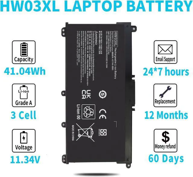 Alt view image 5 of 5 - HW03XL L97300-005 Battery for HP Pavilion 15-EG 15-EH 17-CN 17-CP 15-EG0073CL 15-EG2073CL 15-EG1053CL 15-EG1073CL 15-EG3053CL 15-EG2025NR 17-CN2XXX 17-CN0065CL 17-CN0023DX 17-CN0053CL HW03041XL