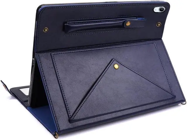 Alt view image 3 of 5 - Handbag Case for iPad (A16) 11" 2025 & iPad 10th Gen 10.9", Techcircle Folio Stand PU Leather Multi-Card Slots Envelope Pocket Wallet Cover with Hand Strap+Shoulder Strap+Pen Holder, Navy