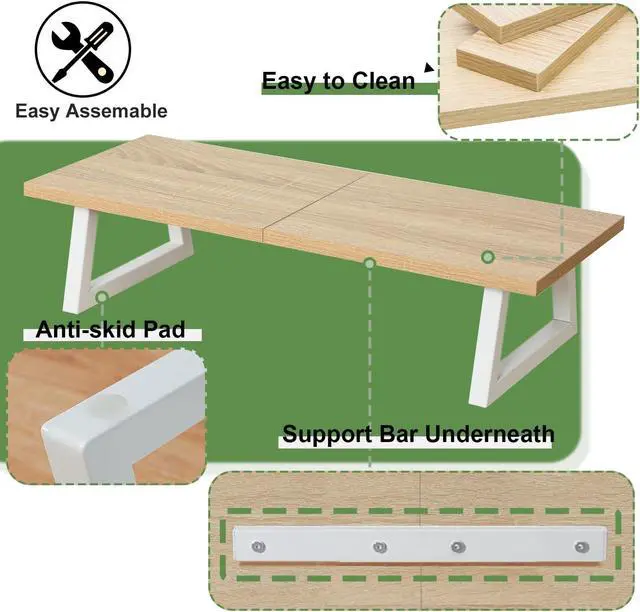 Alt view image 4 of 5 - TEAMIX 24 inch Monitor Stand Riser, Wood & Steel Computer Monitor Stand with Storage, Laptop, PC, Printer Stand Riser for Desktop Office Desk Organizers