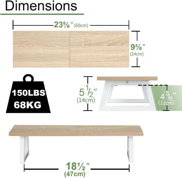 Alt view image 5 of 5 - TEAMIX 24 inch Monitor Stand Riser, Wood & Steel Computer Monitor Stand with Storage, Laptop, PC, Printer Stand Riser for Desktop Office Desk Organizers