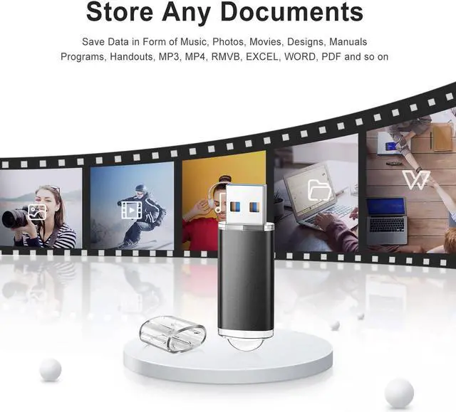 Alt view image 3 of 5 - TOPESEL 32GB 10Pack 3.0 USB Flash Drive High Speed 32G Thumb Drive Memory Stick for PC Laptops Tablets TVs Car Audio(5 Mixed Colors: Black Blue Green Red Silver)