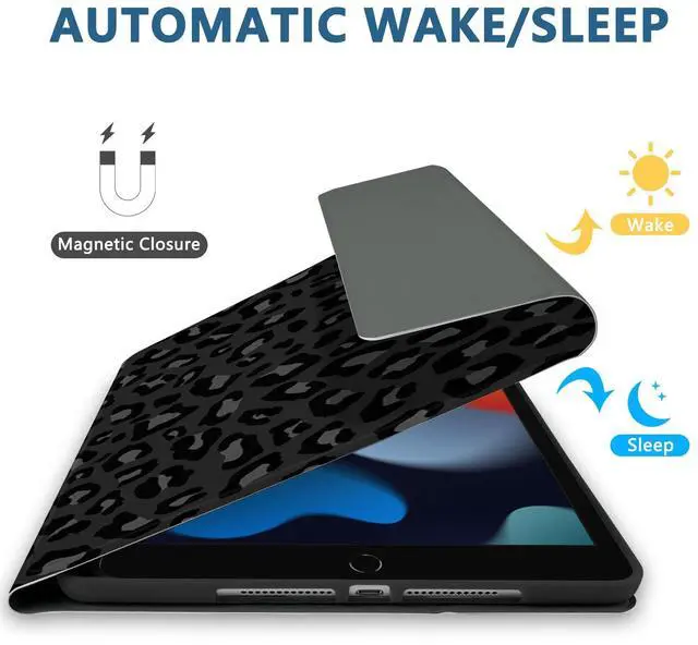 Alt view image 5 of 5 - TopPerfekt for iPad 9th Generation Keyboard Case 10.2inch 2021, Magnetically Absorbent, Auto Sleep/Wake, Pencil Holder for iPad 8th Gen 2020, 7th Gen 2019, Air 3rd, pro 10.5inch - BlackGrey Leopard
