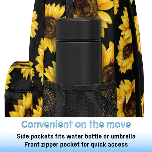 Alt view image 3 of 5 - TropicalLife Backpack for School, Sunflower Backpacks with Laptop Compartment for Boys Girls Adults Teens, Lightweight Travel Bookbag for Middle School College High School Students