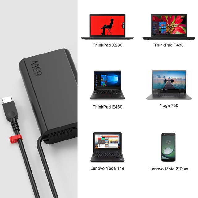 Lenovo Genuine 65W USB-C Laptop Charger For ThinkPad L390 Yoga – ADLX65YAC2D, 20V 3.25A