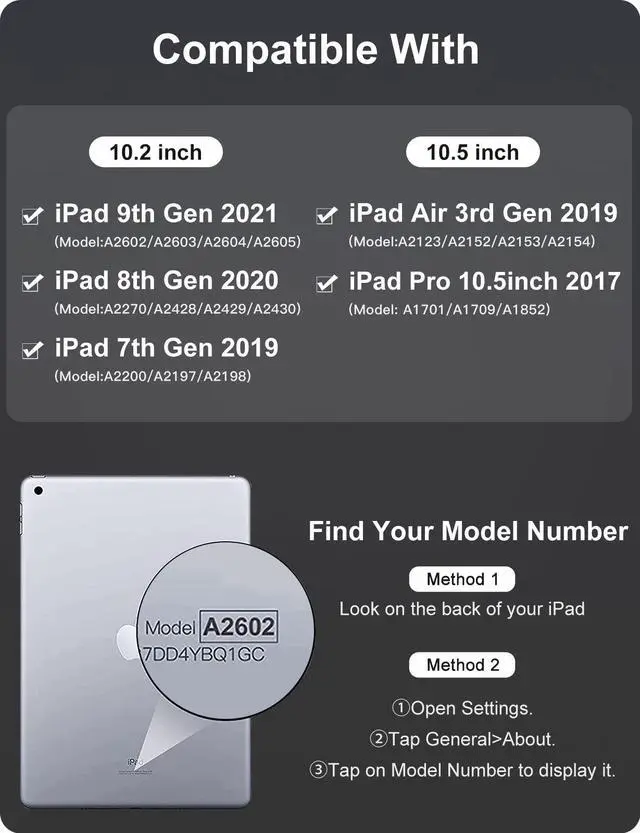 Alt view image 2 of 5 - Hamile iPad Keyboard Case - iPad 9th 8th 7th Generation Case with Keyboard 10.2", 7 Colors Backlit Detachable Folio Keyboard Cover with Pencil Holder for iPad Pro 10.5" / iPad Air 3rd Gen (Black)