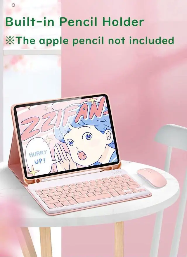 Alt view image 5 of 5 - YEEHi Color Keyboard for iPad Air 5th Generation Air 4th Gen Keyboard Case with Mouse Cute Detachable Removable Wireless Bluetooth Keyboard Cover for 10.9 inch iPad Air 5 Air 4 (MintGreen)