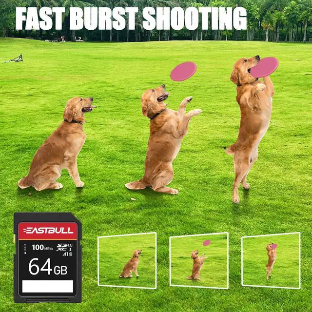 Alt view image 2 of 5 - 5-Pack of SD Card 64GB EASTBULL Class 10 SD Cards U1 V30 High-Speed 100MB/s Read SDXC Memory Card 5-Pack for Camera, Full HD Video, with 5 Mini Cases (64 GB, 5 Pack)