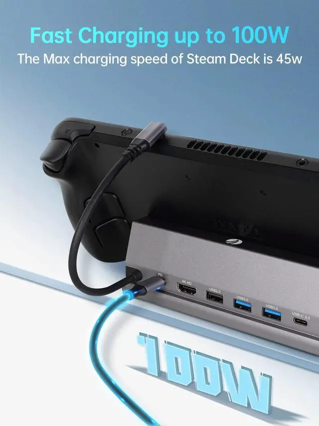 Alt view image 5 of 5 - Docking Station for Steam Deck,V VCOM 7-in-1 Steam Deck Dock ROG Ally with HDMI 4K@60Hz,DisplayPort,Gigabit Ethernet,3 USB-A 3.0 and USB-C Charging Port Compatible with Steam Deck