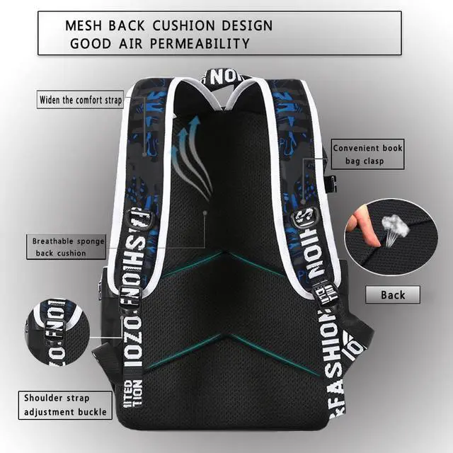 Alt view image 5 of 5 - CHENGXiYANG Anime Luminous Backpack Waterproof.Cool Backpacks15.6 in Large capacity Laptopeight Backpack.with USBChargingHeadphones Port.Luminous Backpack.Security Lock