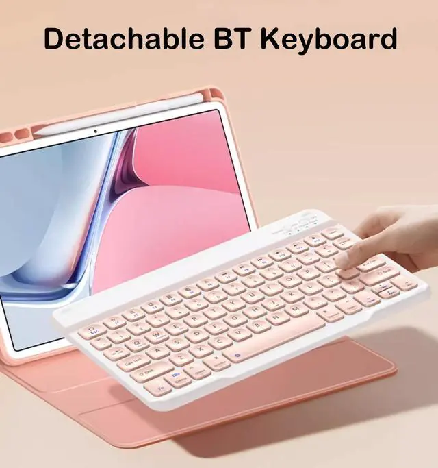 Alt view image 3 of 5 - AnMengXinLing Keyboard Case for iPad 10th Generation, Slim Candy Detachable Wireless Round Keys Keyboard Folio Case for iPad 10.9" 10th Gen(2022), Blue