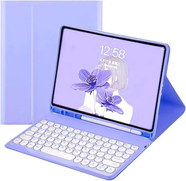 Main image of iPad Air5 2022 Keyboard Cover iPad Air4 2020 Color Bluetooth Keyboard Magnetic Detachable Cute Round Keycaps for iPad Air 4th 5th Gen 10.9 '' (iPad Air4/Air5, Purple)