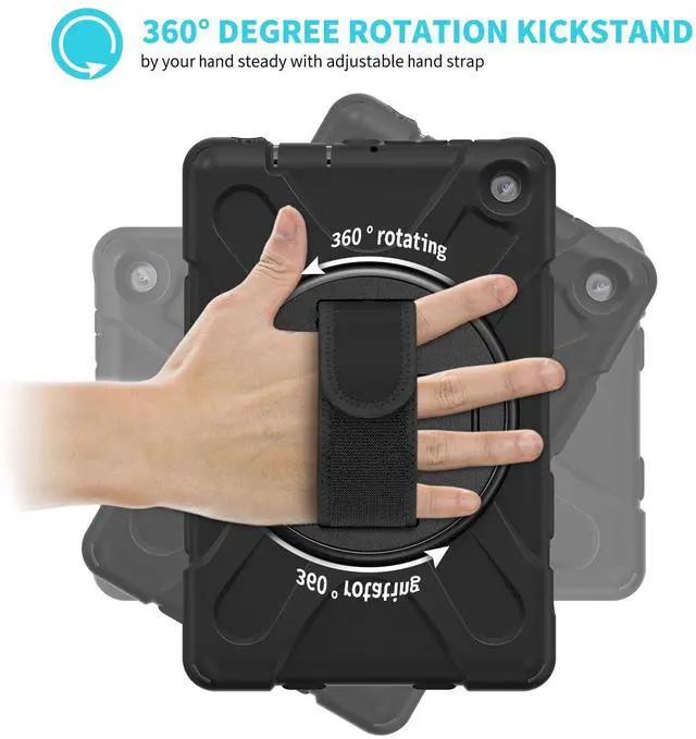 Alt view image 4 of 5 - 360° Rotatable case for Fire7 2022 12th Generation 7 '' Detachable Shoulder Strap/Hand Strap/Rotating Kickstand Shockproof dustproof Sturdy Protective case (Fire7 2022, Black)