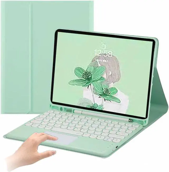 Main image of AnMengXinLing Keyboard Case for iPad Mini - Slim Leather Folio Smart Cover with Touchpad Detachable Keyboard, Pencil Holder - Mint Green