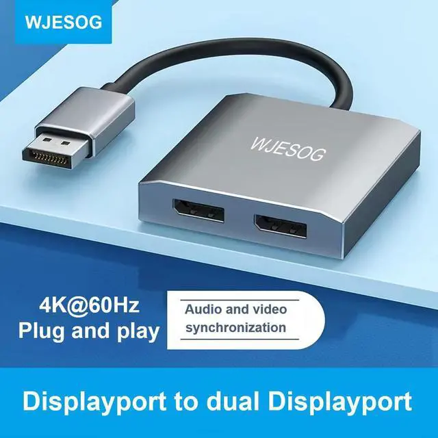 Alt view image 2 of 5 - WJESOG Displayport to Dual Displayport Splitter Dual 4K@60Hz Resolution,DP to 2 Displayport Hub Multi Stream Transport Support 4K Resolution for Windows and Mac System