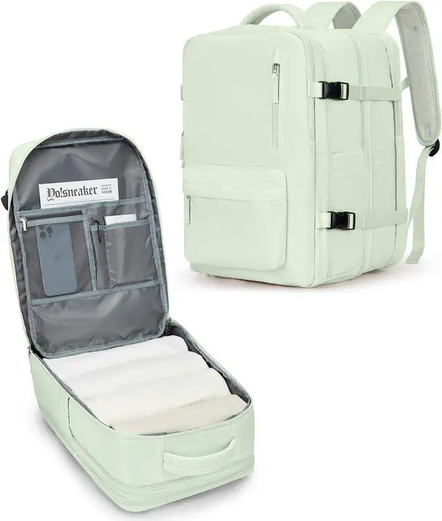Main image of winspansy Carry on Backpack,Travel Backpack for Women Men Airline Approved Personal Item Size Hiking Gym Backpack Weekender Casual Daypack Backpack Bag with Shoe Compartment, Light Green Extension