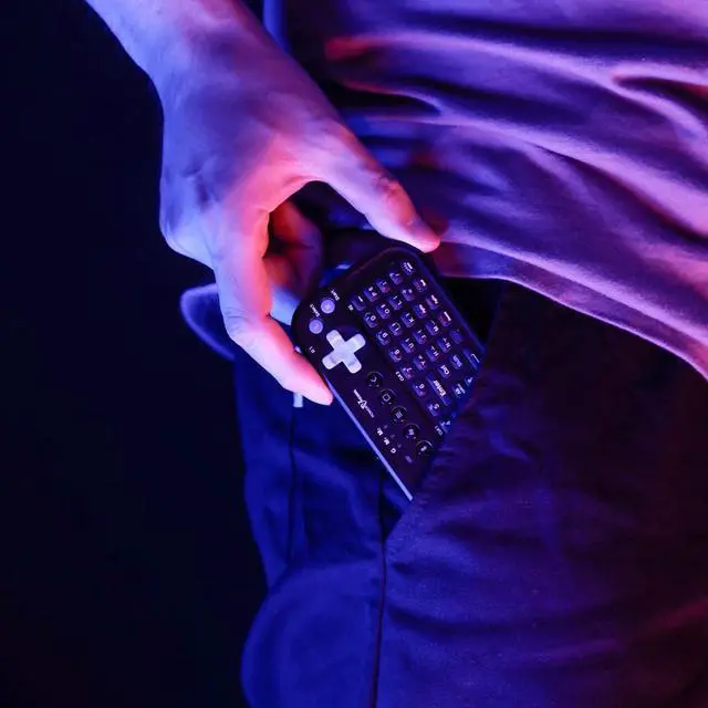 Alt view image 2 of 5 - FUNDIAN [Update] Bluetooth Pocket Keyboard with Jog Mouse and Audio, Remote Wireless Controller Compatible with Android Phone, Tablet, TV Stick, Mi Box Nvidia Shield TV, Fire TV, Laptop (Black)