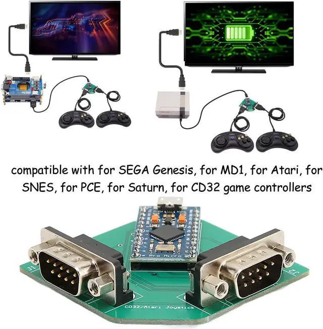 Alt view image 2 of 5 - Handle Joysticks USB Adapter, Mini Handle Converters for RasPi for Mister FPGA for PC Game Controller Conversion Adapter for Genesis, for Atari Game Controllers (for CD32 Handle Adapter)