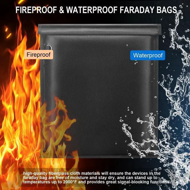 Alt view image 3 of 5 - yaokvide Large Faraday Bags- 5 Pack Faraday Cages for Laptops & Tablets & Phones & Car Keys, Faraday Key Fob Protector, Fireproof & Waterproof Faraday Pouch Key Fob Anti-theft Signal Blocker Pouch