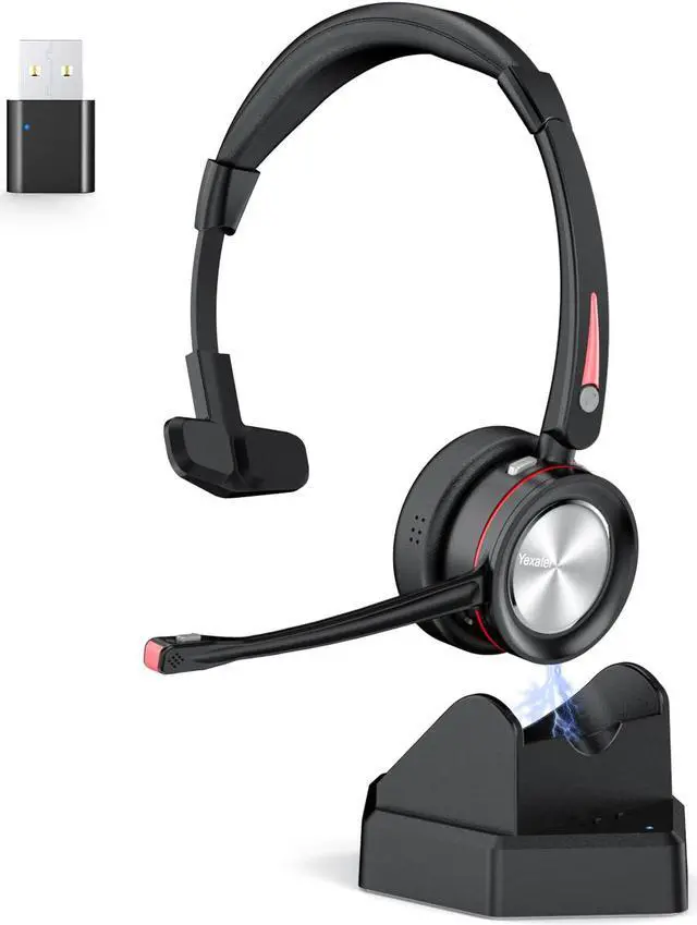 Main image of Yexatel Wireless Headset for Work - Bluetooth Headset with Mic Mute, 30H Talk Time & Charging Base, USB Dongle for PC/Teams/Zoom Meetings-Y890BT