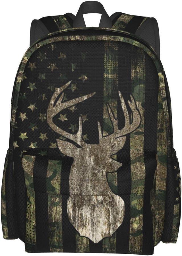 Main image of YETTA YANG camouflage Backpack Camo Retro Hunting Tactical Army American Flag Deer Laptop Travel Bag With Multiple Pockets Casual Hiking Gym Sport Women Men