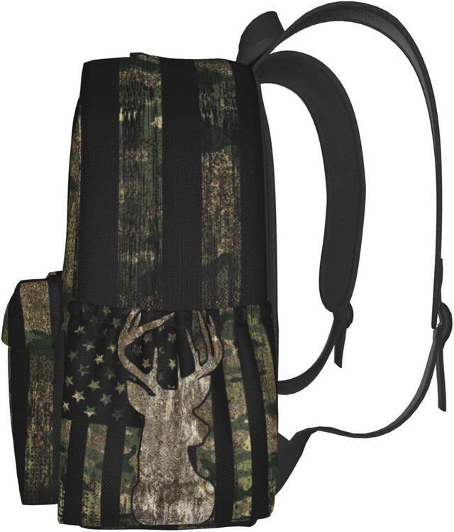 Alt view image 3 of 5 - YETTA YANG camouflage Backpack Camo Retro Hunting Tactical Army American Flag Deer Laptop Travel Bag With Multiple Pockets Casual Hiking Gym Sport Women Men