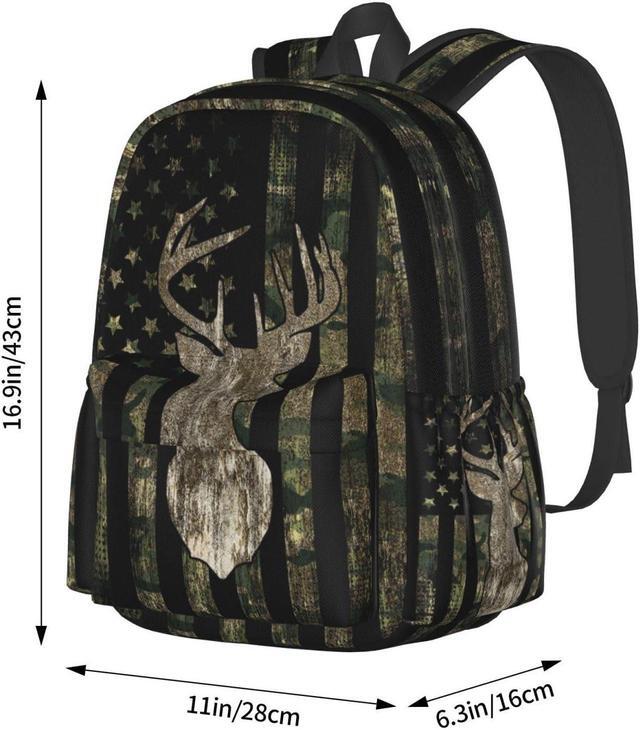 Alt view image 5 of 5 - YETTA YANG camouflage Backpack Camo Retro Hunting Tactical Army American Flag Deer Laptop Travel Bag With Multiple Pockets Casual Hiking Gym Sport Women Men