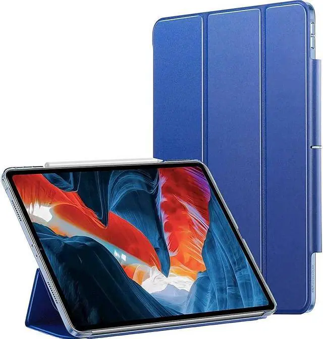 Alt view image 3 of 5 - SaharaCase ESR Folio Case for Apple iPad Pro 12.9" (4th,5th, and 6th Gen 2020-2022) [Shockproof Bumper] Rugged Protection Antislip Grip Leather Kickstand (Blue)