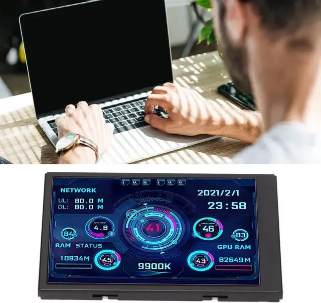 Alt view image 3 of 5 - Yosoo Health Gear PC Sensor Panel Display 3.5in USB Mini Screen AIDA64 PC CPU Data Monitor Computer Temp Monitor PC Temperature Display Screen Mini Monitor