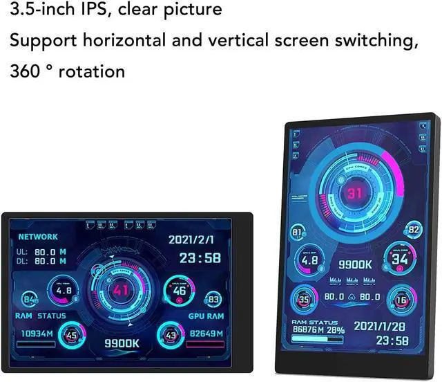 Alt view image 4 of 5 - Yosoo Health Gear PC Sensor Panel Display 3.5in USB Mini Screen AIDA64 PC CPU Data Monitor Computer Temp Monitor PC Temperature Display Screen Mini Monitor