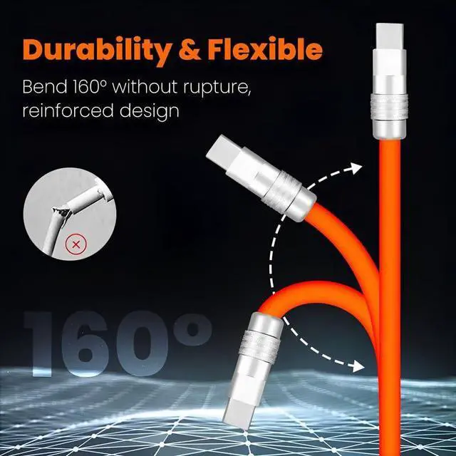 Alt view image 2 of 5 - Chubby 2.0 240W USB C Cable Durable Fast Charging Cable Ultra-Thick Silicone Charger Cord Compatible with iPhone 15/16 Series, Samsung Galaxy, Blue, Type-C to Type-C, 19.6 FT