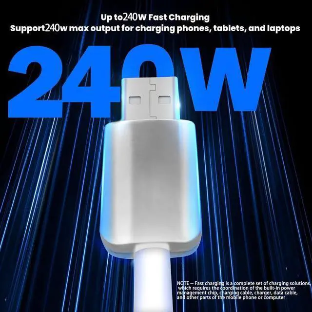 Alt view image 3 of 5 - Chubby 2.0 240W USB C Cable Durable Fast Charging Cable Ultra-Thick Silicone Charger Cord Compatible with iPhone 15/16 Series, Samsung Galaxy, Blue, Type-C to Type-C, 19.6 FT