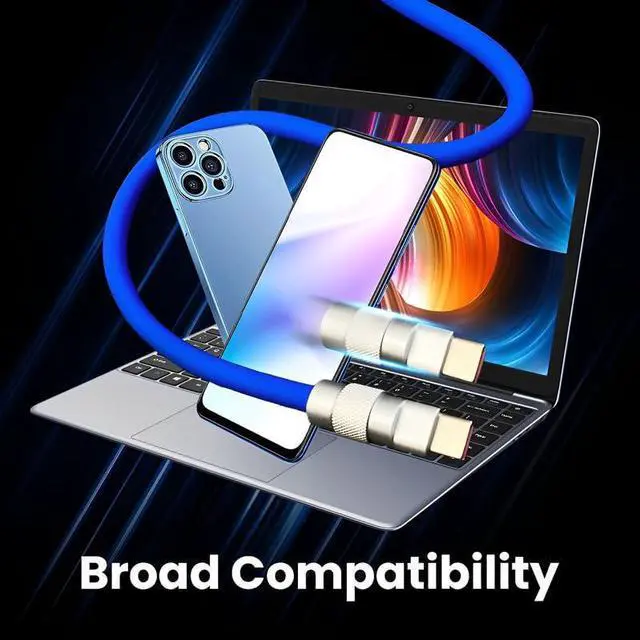 Alt view image 4 of 5 - Chubby 2.0 240W USB C Cable Durable Fast Charging Cable Ultra-Thick Silicone Charger Cord Compatible with iPhone 15/16 Series, Samsung Galaxy, Blue, Type-C to Type-C, 19.6 FT