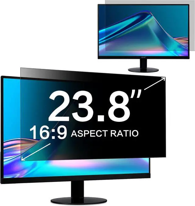 Main image of ZOEGAA 23.8 Inch Computer Privacy Screen Filter for 16:9 Widescreen Computer Monitor 20.75"x11.68", Computer Screen Privacy 23.8 inch and Anti Blue Light Anti Glare Protector