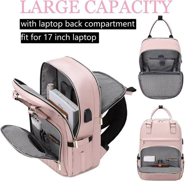 Alt view image 3 of 5 - ZJIMLIN Laptop Backpack for Women 17 Inch Nurse Backpack Computer Backpack Waterproof Anti-theft Travel Backpack for Women