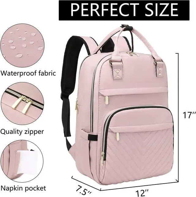 Alt view image 4 of 5 - ZJIMLIN Laptop Backpack for Women 17 Inch Nurse Backpack Computer Backpack Waterproof Anti-theft Travel Backpack for Women
