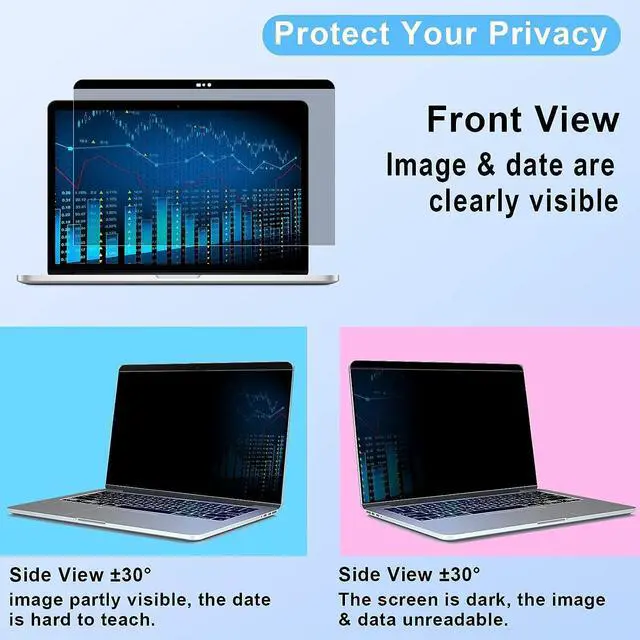 Alt view image 5 of 5 - ZOGEAA Privacy Screen MacBook Pro 15 inch (2016-2019), Magnetic Removable Anti Blue Light Glare Filter Privacy Screen Protector With Camera Cover for Mac 15In Laptop