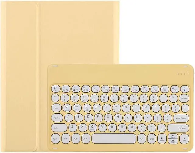 Main image of KMXDD Cute Keyboard Case Compatible with iPad 9th 8th 7th Generation 10.2 inch/Air 3rd Gen/Pro 10.5 inch Keyboard Case Round Key Removable Keyboard Cover,Yellow