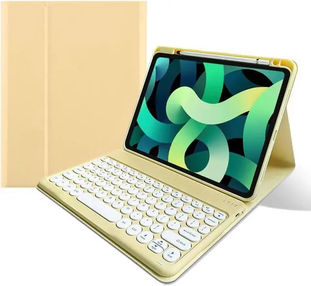 Alt view image 2 of 5 - KMXDD Cute Keyboard Case Compatible with iPad Air 11 inch M2 2024, Air 10.9 inch 4th & 5th gen - 2020,2022/ iPad Pro 11 4th/3th/2th Gen Keyboard Case Round Key Removable Keyboard (Yellow)