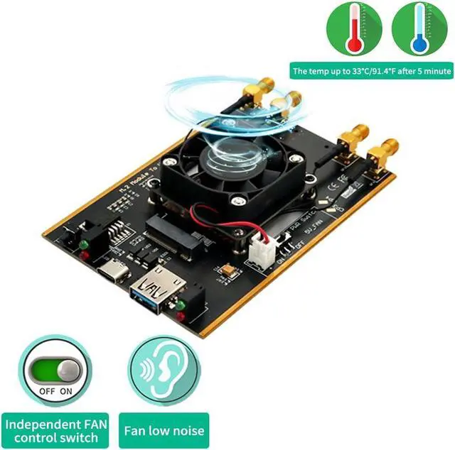 Alt view image 2 of 5 - HLT NGFF(M.2) 4G/5G Module to USB 3.0 Adapter with Auxiliary Power and Cooler Fan