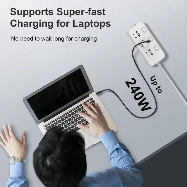 Alt view image 3 of 5 - Icseio Thunderbolt 4 Cable - 4.92ft, USB 4 Cable for iPhone 15 Charger,40 Gb/s Data Transfer, 8K Display Support,240W Charging USB C to USB C Cable for MacBooks, Hubs,Docks & More